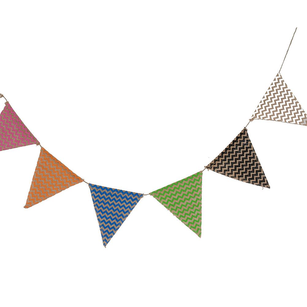 Triangle Linen Hanging Flags Banner Bunting for Wedding Bridal Proposal Decoration view 5