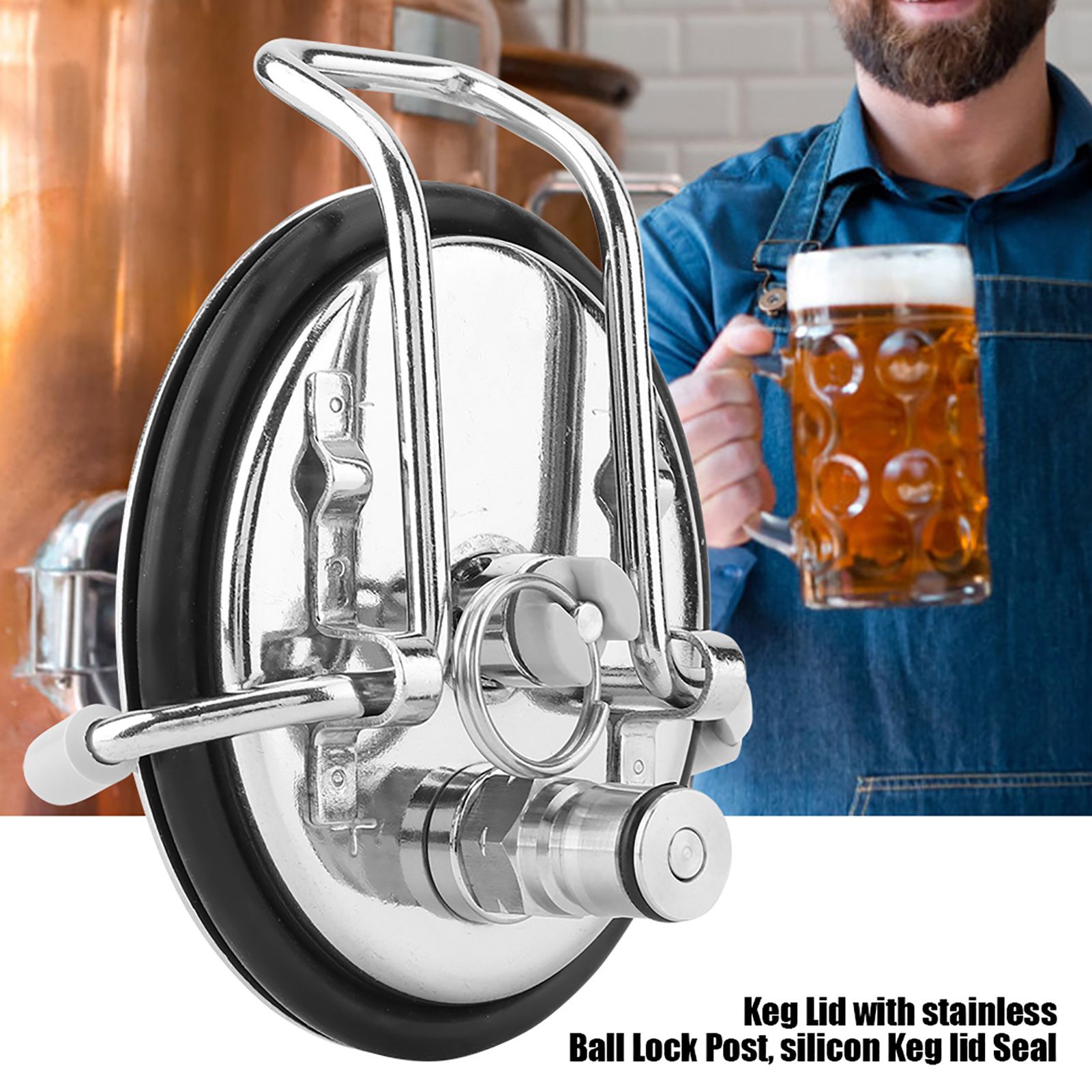Homebrew Cornelius Style Keg Carbonation Keg Lid with 0.5 Micron Diffusion Stone view 3