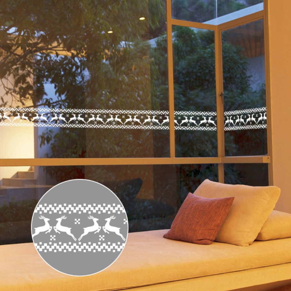 Chirstmas Wapiti Patterns Mirror Waistline Wall Glass Stickers Home Store view 4
