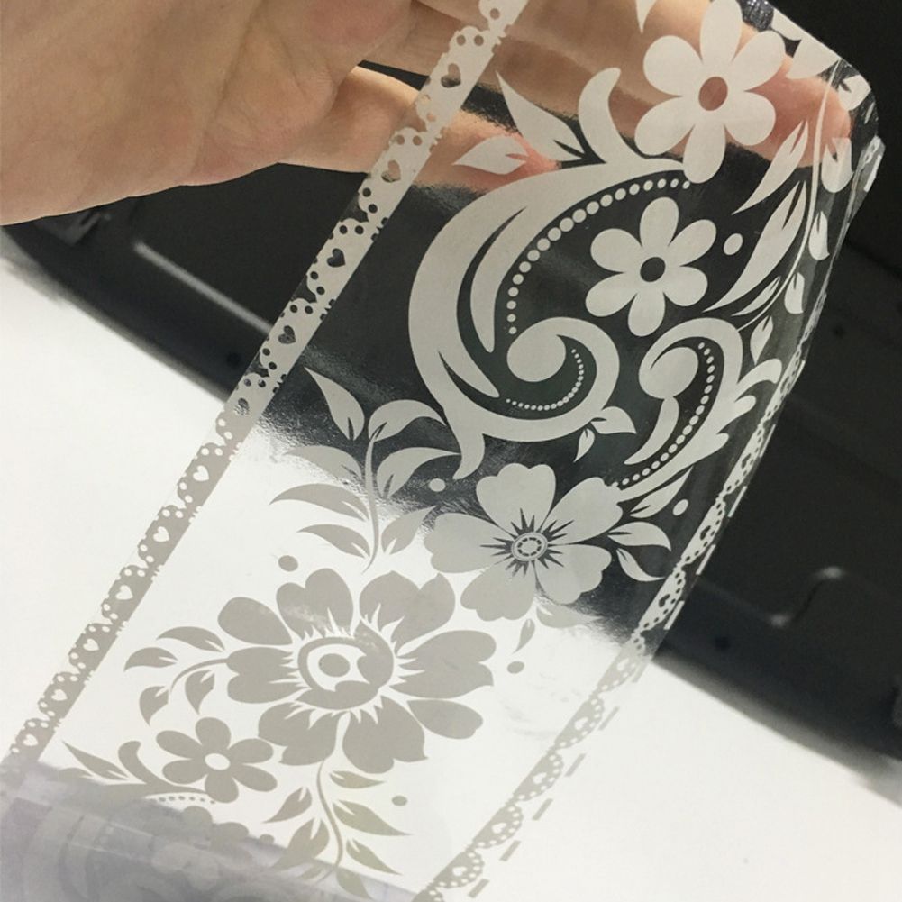 Flowers Patterns Mirror Waistline Wall Glass Stickers Home Store Decal Decor view 3