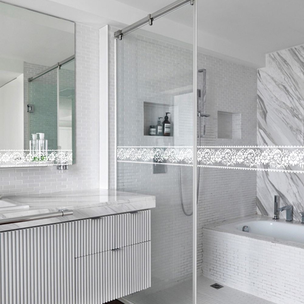 Flowers Patterns Mirror Waistline Wall Glass Stickers Home Store Decal Decor view 4