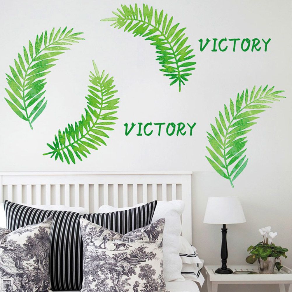 Modern Fresh Style Nordic Leaves Pattern Decoration Wall Sticker for Bedroom view 4