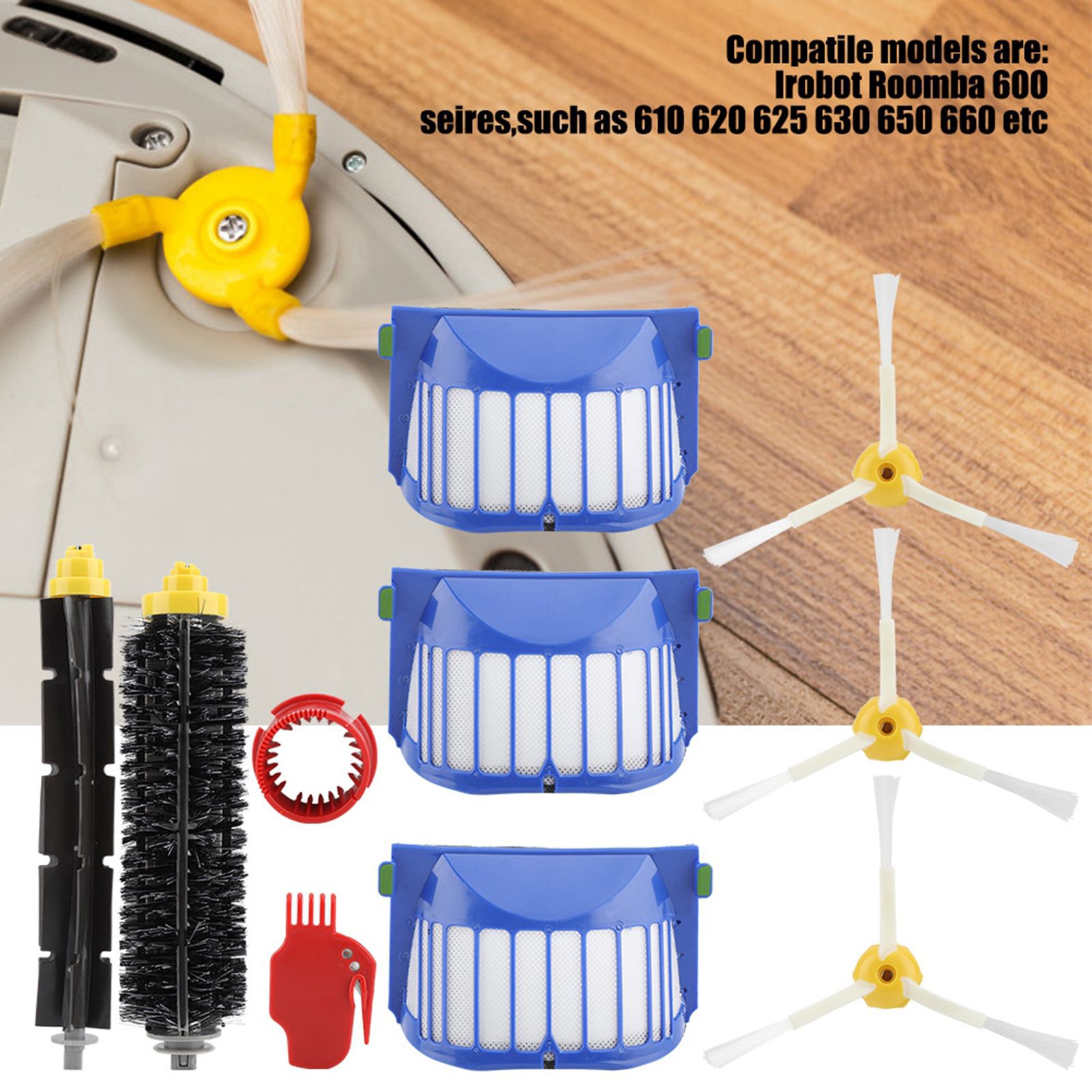 Beater Brush Filter Bristle 3 Armed Flexible Brushes for Cleaning Tool 600 610 view 2