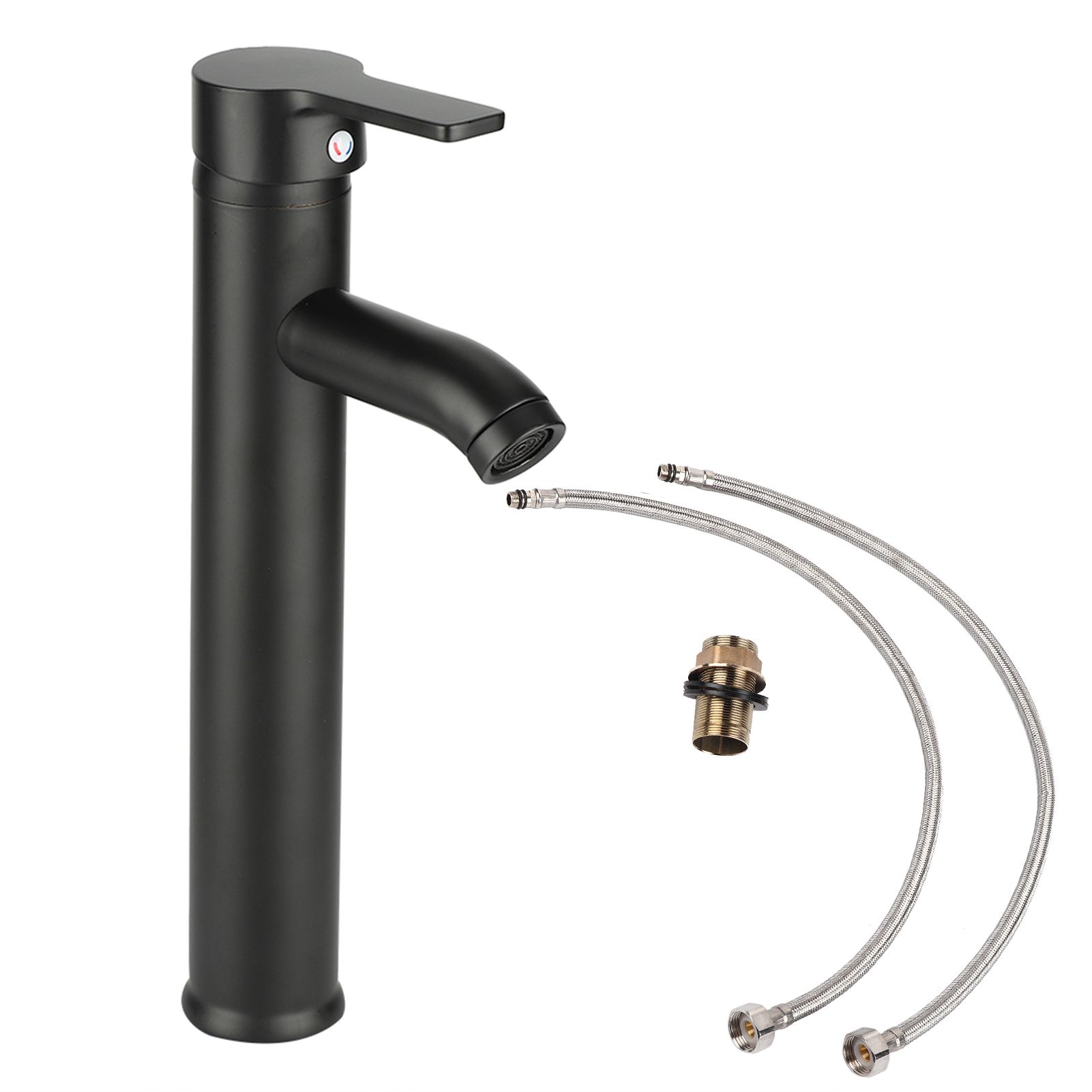 Stainless Steel Black Basin Mixer Tap Hot Cold Washbasin Sink Faucet for