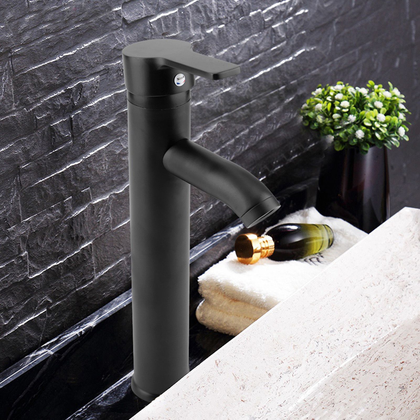 Stainless Steel Black Basin Mixer Tap Hot Cold Washbasin Sink Faucet for view 4