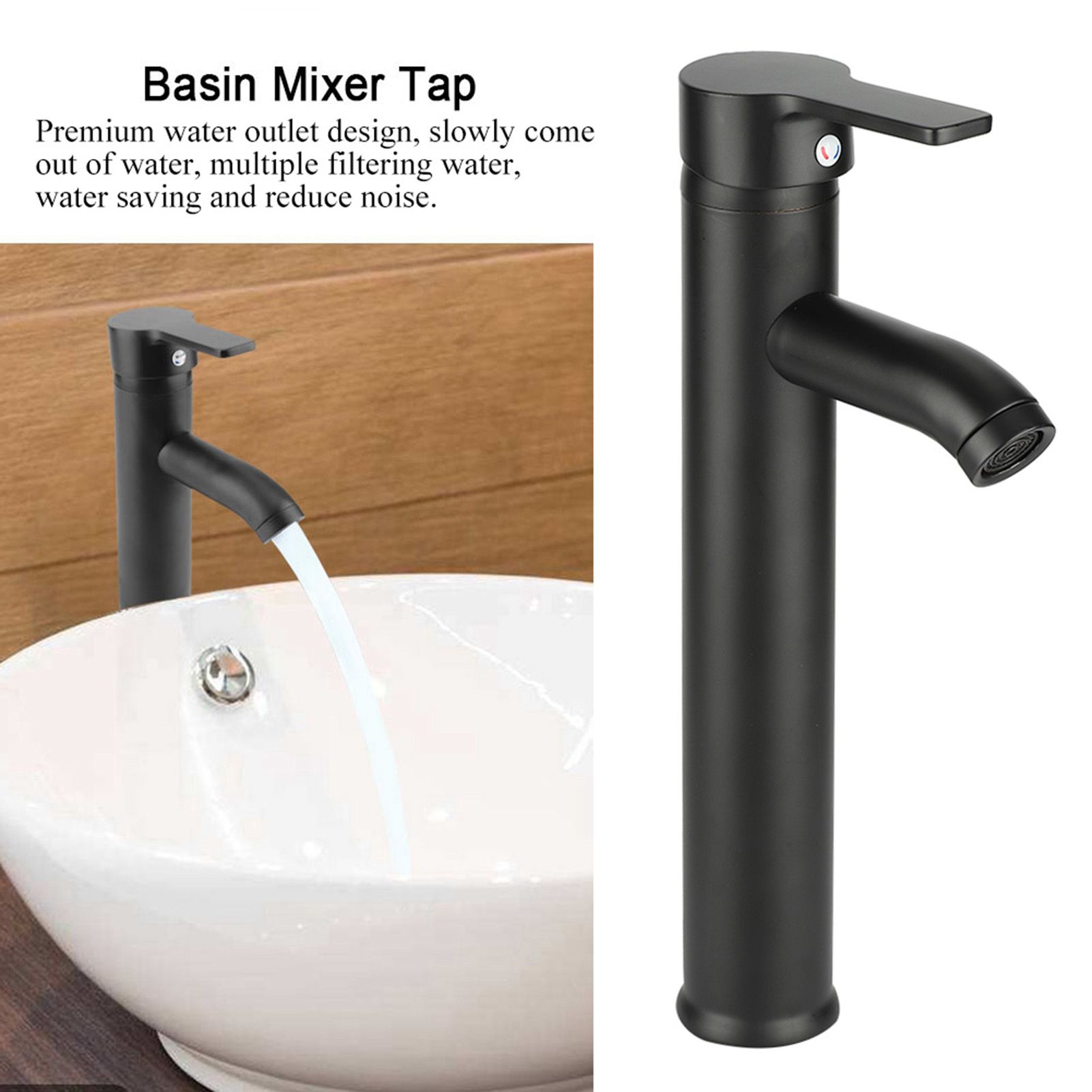 Stainless Steel Black Basin Mixer Tap Hot Cold Washbasin Sink Faucet for view 11