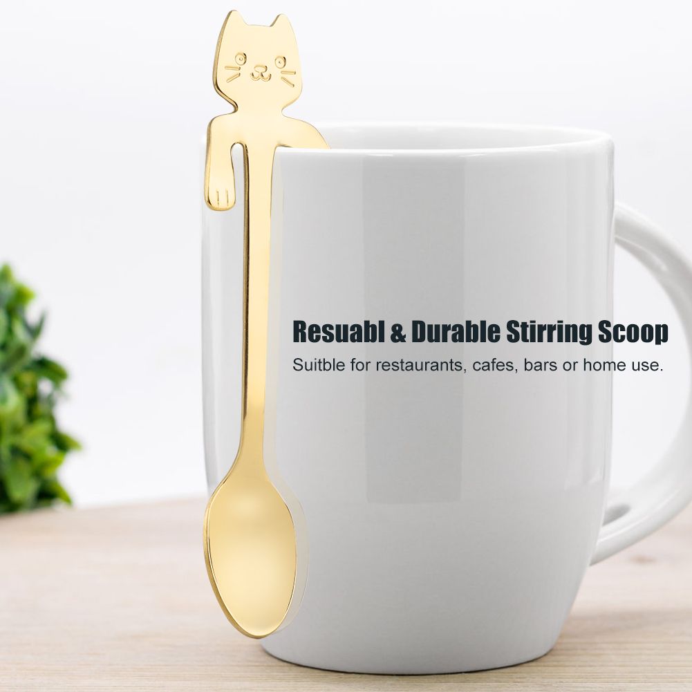 Cat Style Stainless Steel Metal Spoon Resuabl And Durable Stirring Scoop 05# view 6