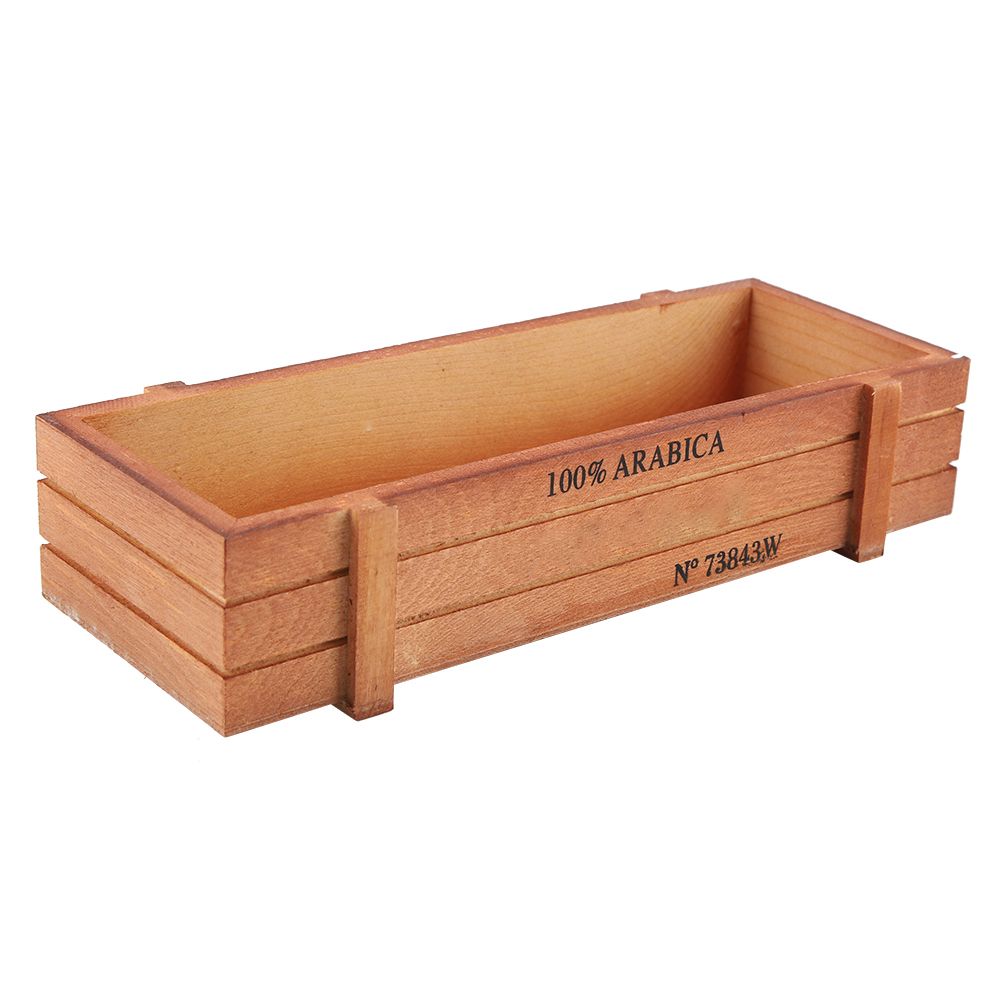 Vintage Wood Flower Planter Succulent Pot Rectangle Box for Home Desktop