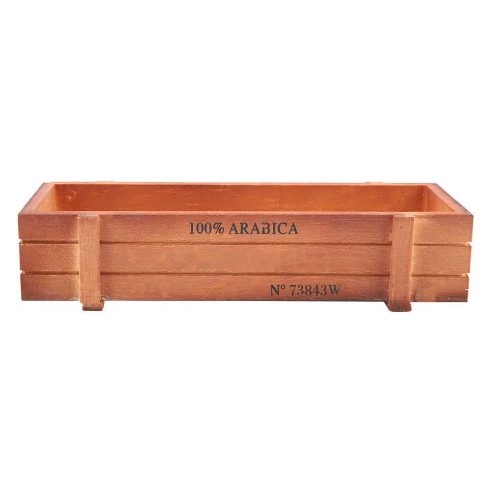 Vintage Wood Flower Planter Succulent Pot Rectangle Box for Home Desktop view 6