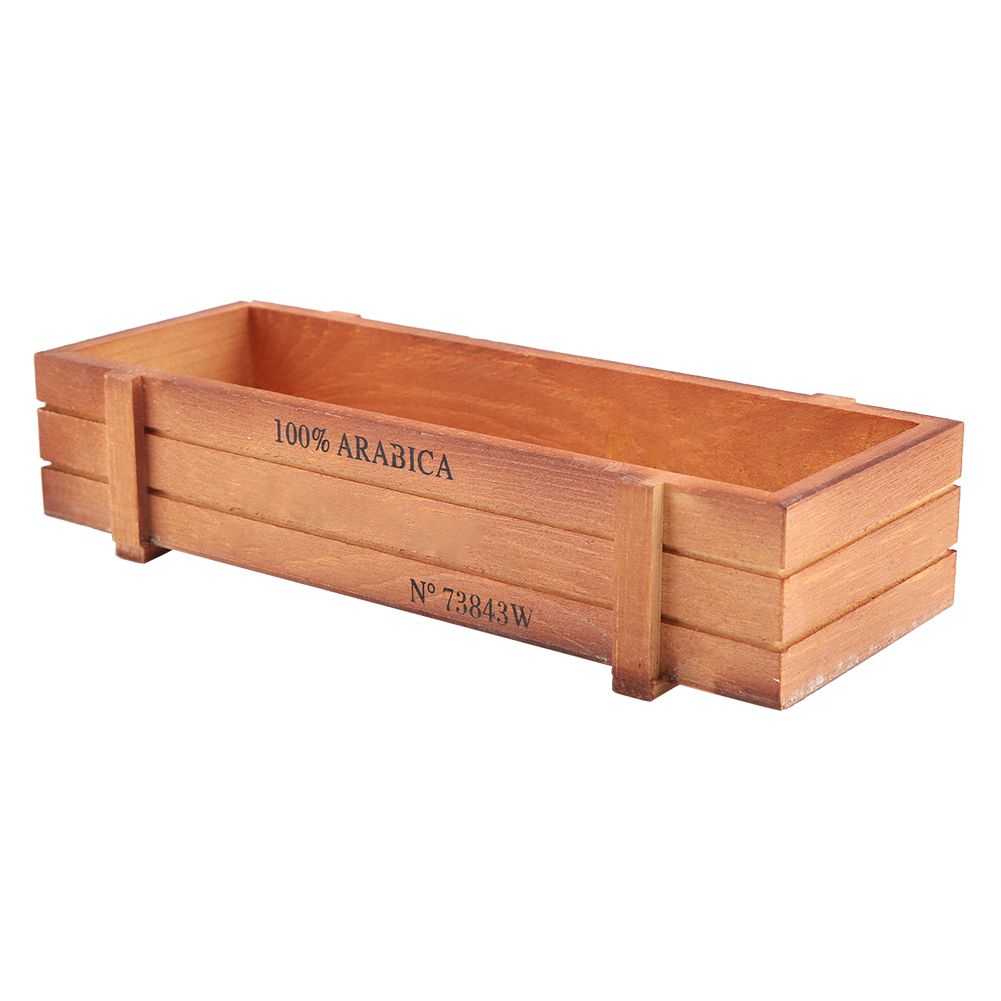 Vintage Wood Flower Planter Succulent Pot Rectangle Box for Home Desktop view 7