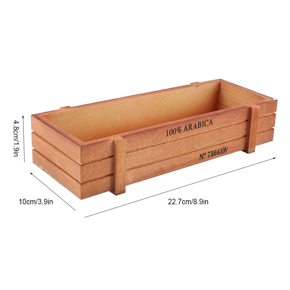 Vintage Wood Flower Planter Succulent Pot Rectangle Box for Home Desktop view 12