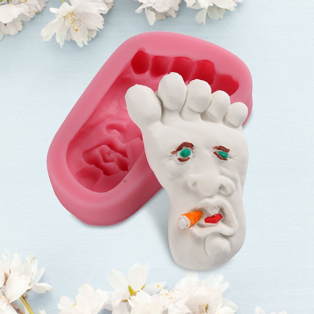 Silicone Foot Face Pattern Pudding Fondant Cake DIY Baking Mold Soap Making Tool view 2