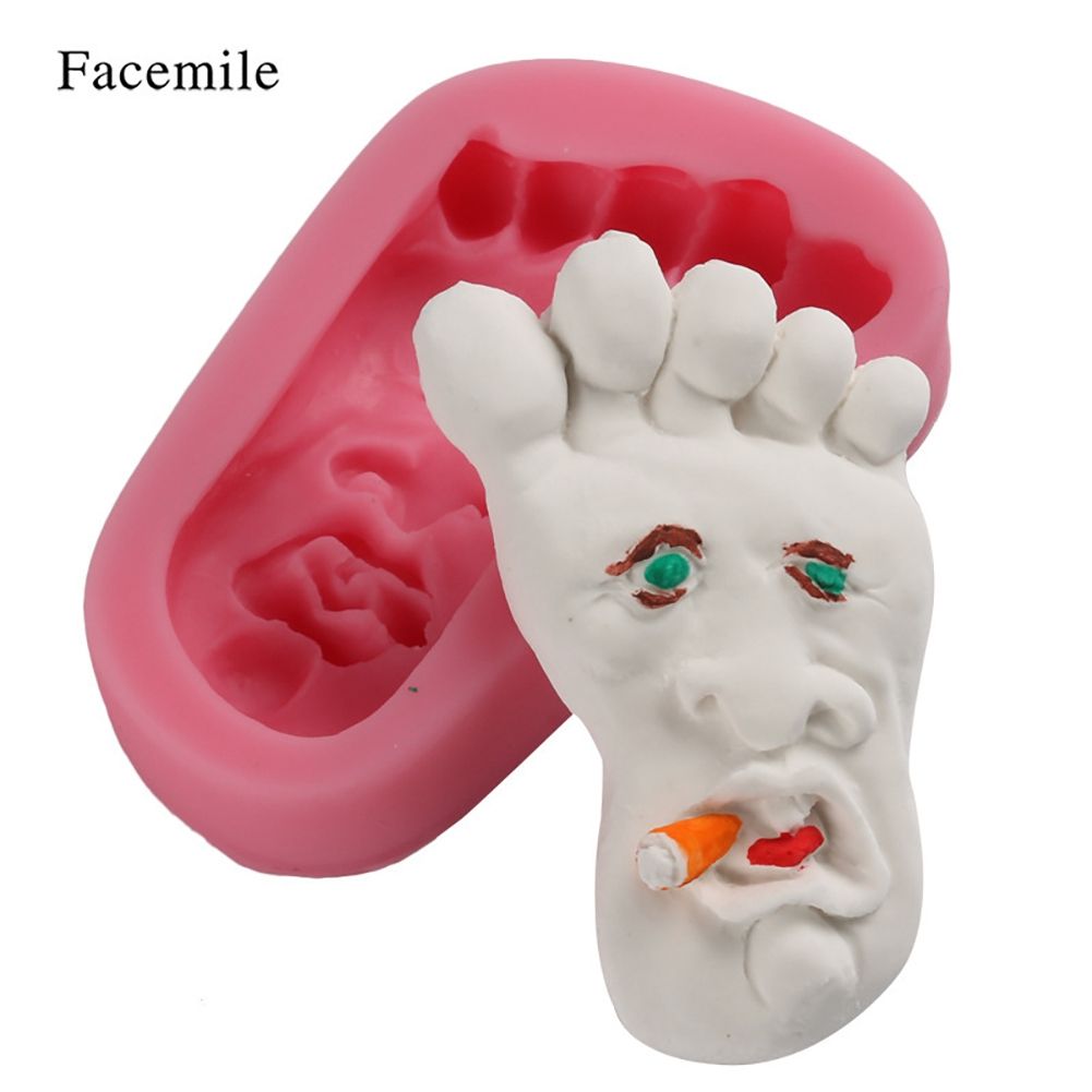 Silicone Foot Face Pattern Pudding Fondant Cake DIY Baking Mold Soap Making Tool view 3