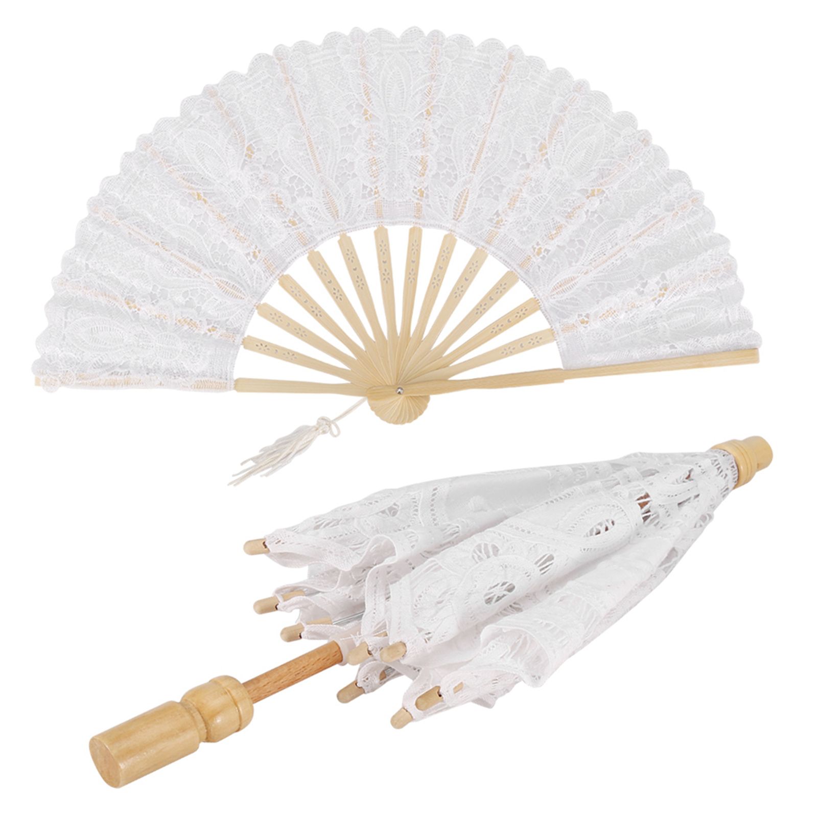 Lace Umbrella Fan Parasol for Lady Women Party Decor Dancing Photography Prop view 3