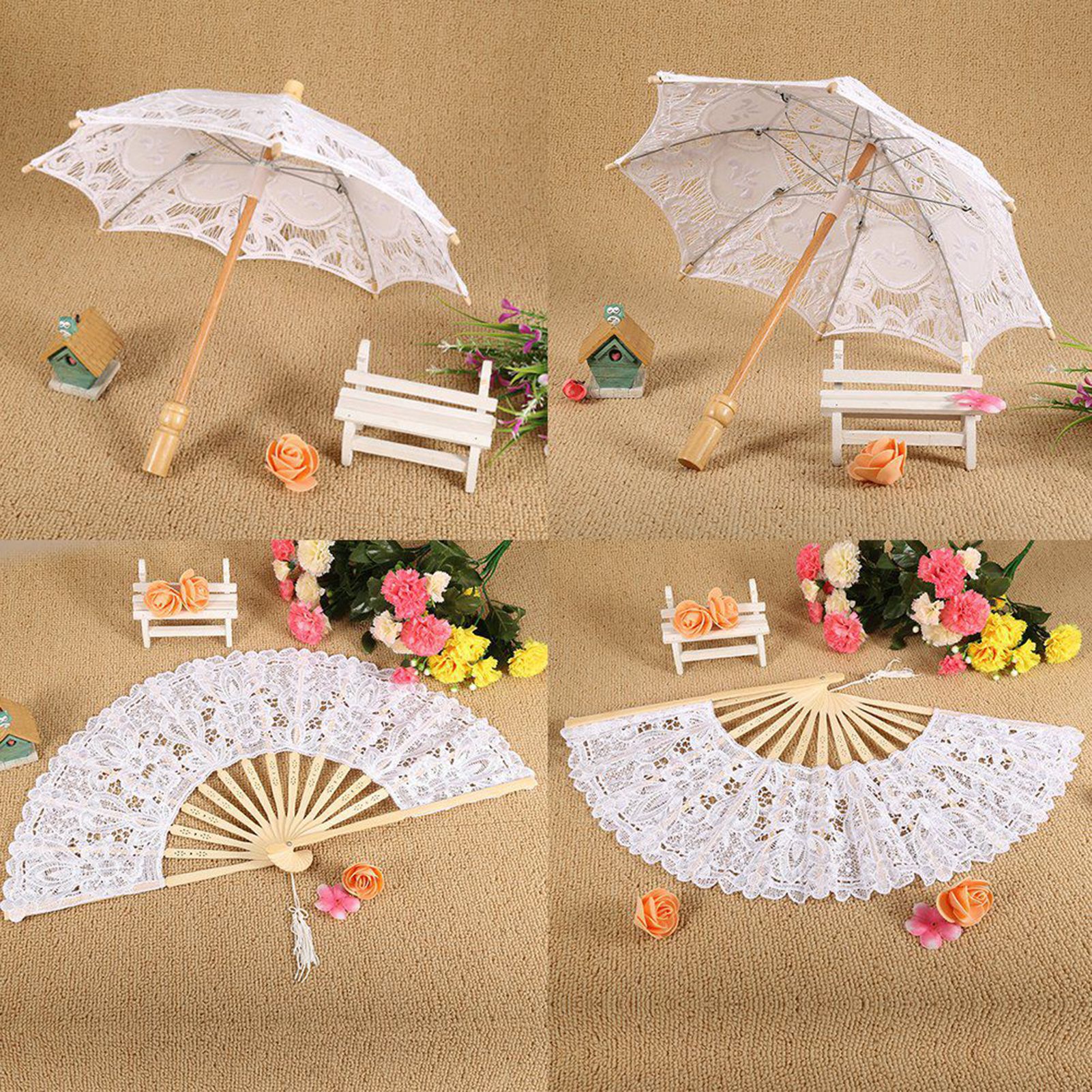 Lace Umbrella Fan Parasol for Lady Women Party Decor Dancing Photography Prop view 7