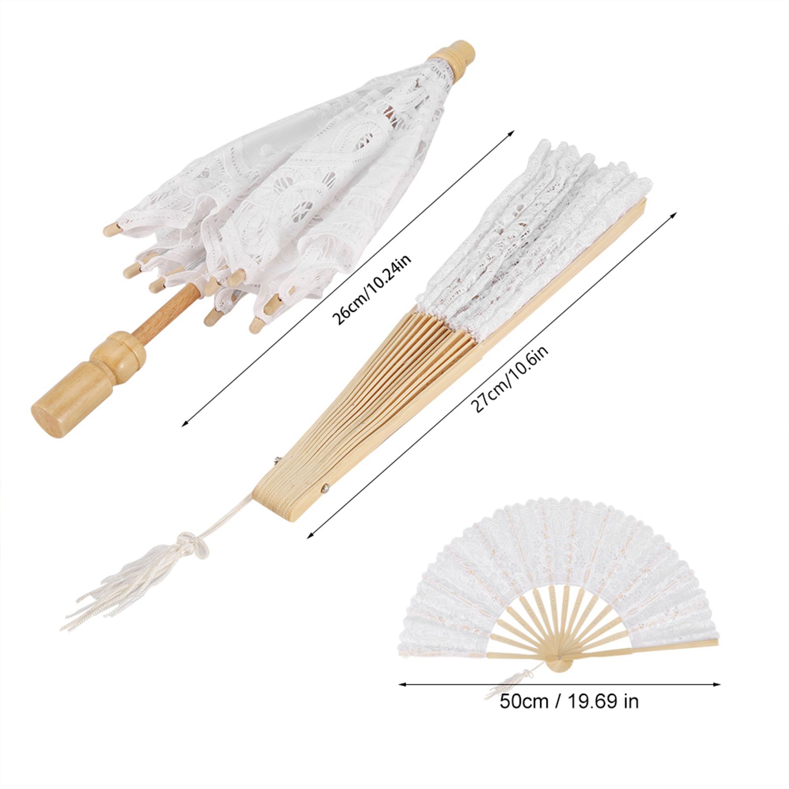 Lace Umbrella Fan Parasol for Lady Women Party Decor Dancing Photography Prop view 15