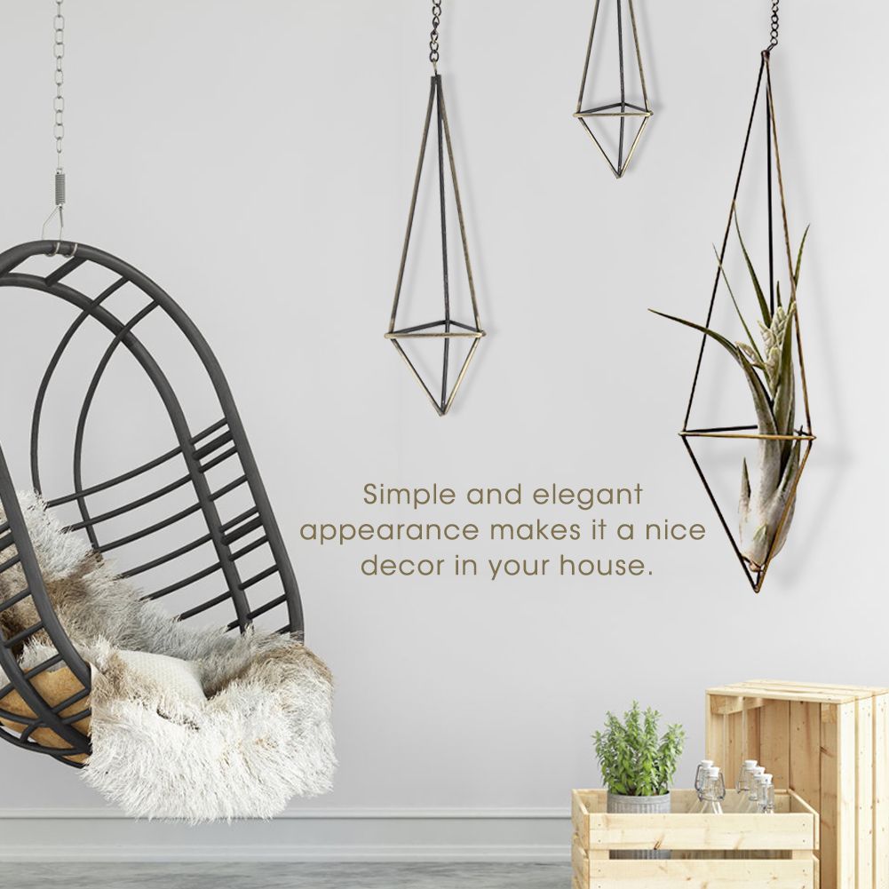 Geometric Triangle Hanging Flower Holder Stand Elegant Air Plants Bromeliads view 2