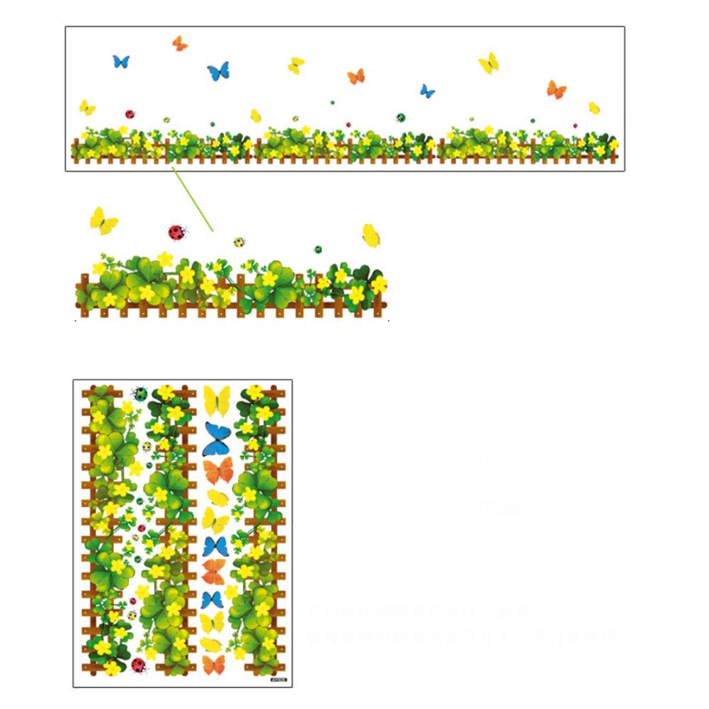 Green Leaves Flowers Pattern Sticker Living Room Bedroom Backdrop Wall