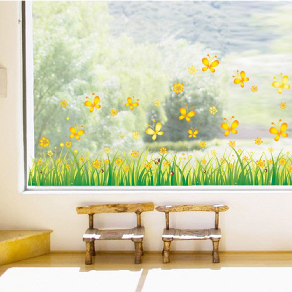 Beautiful Flower Bush Wall Decal Bedroom Living Room Background Sticker Home Deocr view 2