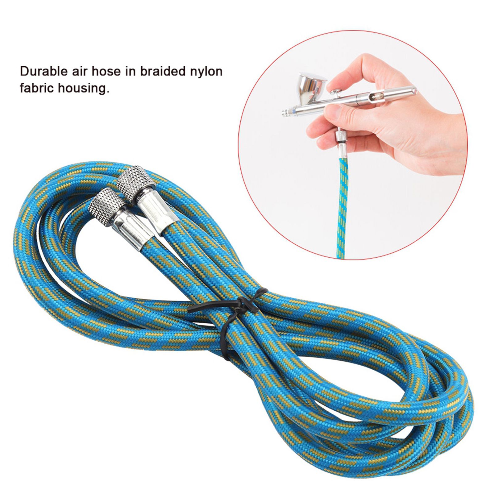 1.8M Woven Airbrush Hose Compressor Air Tool 1/8" to 1/8" Adaptor Fitting view 4
