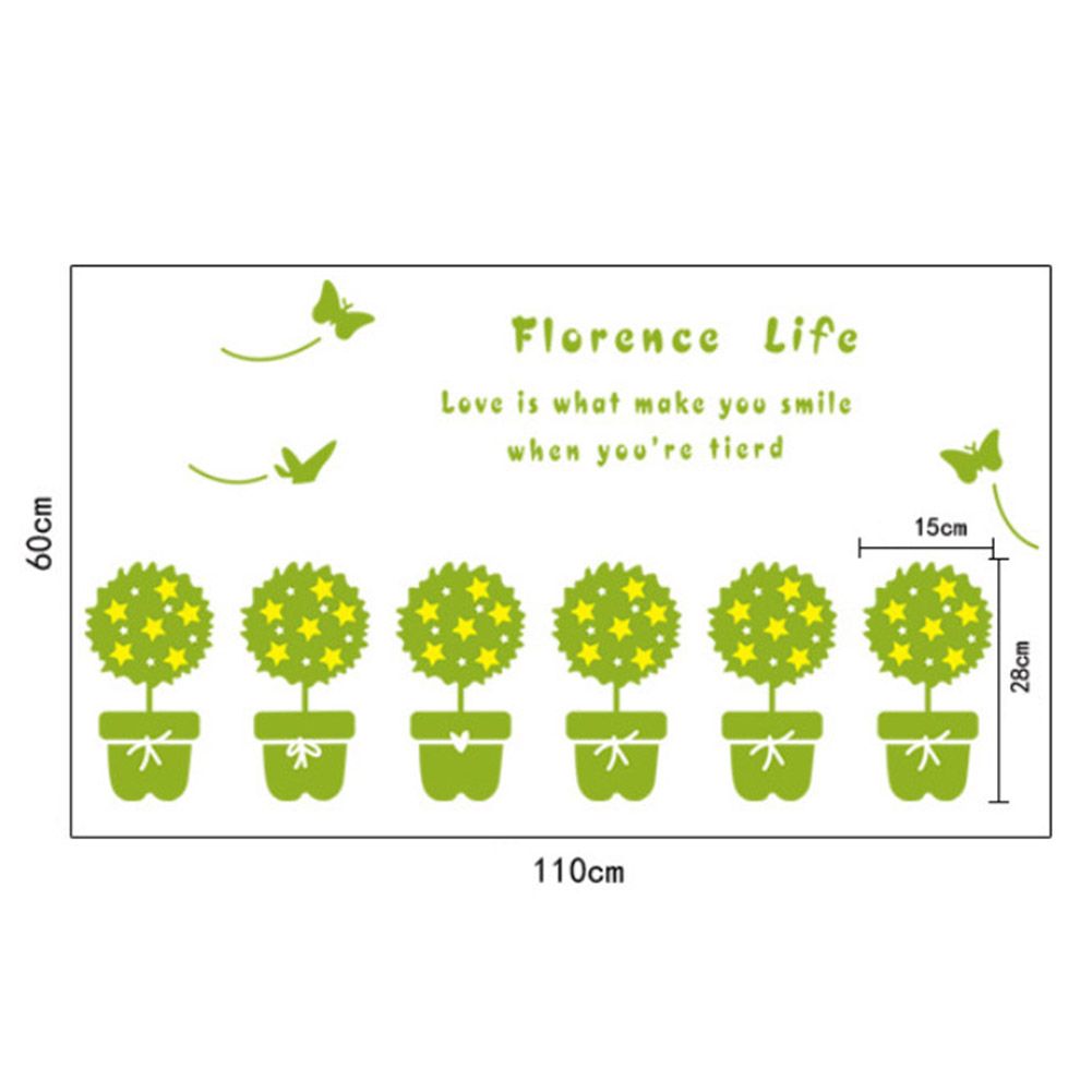 Potted Plant Self adhesive Removable Decorative Wall Sticker for Home Office Decor view 2