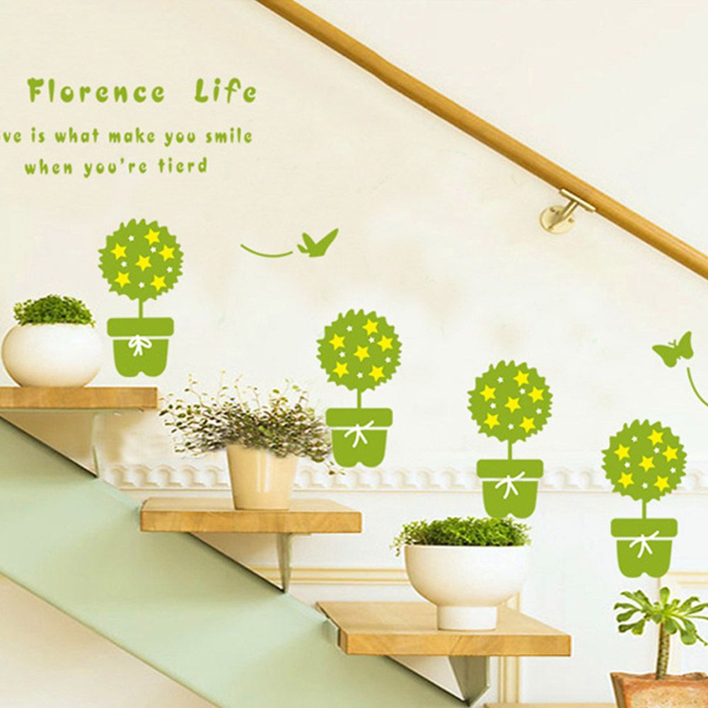 Potted Plant Self adhesive Removable Decorative Wall Sticker for Home Office Decor view 3