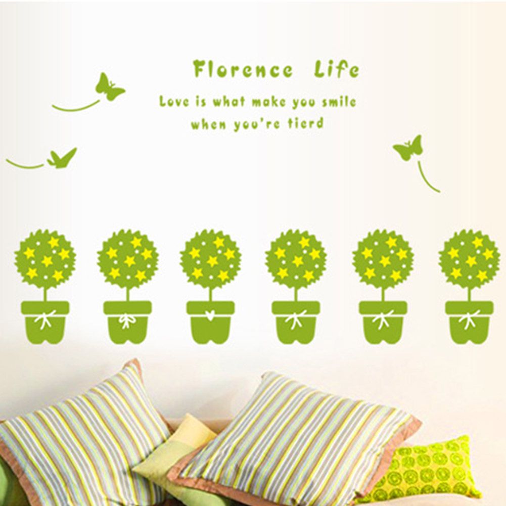 Potted Plant Self adhesive Removable Decorative Wall Sticker for Home Office Decor view 4