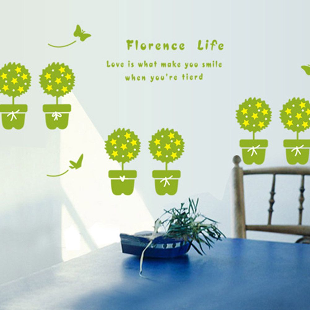 Potted Plant Self adhesive Removable Decorative Wall Sticker for Home Office Decor view 5