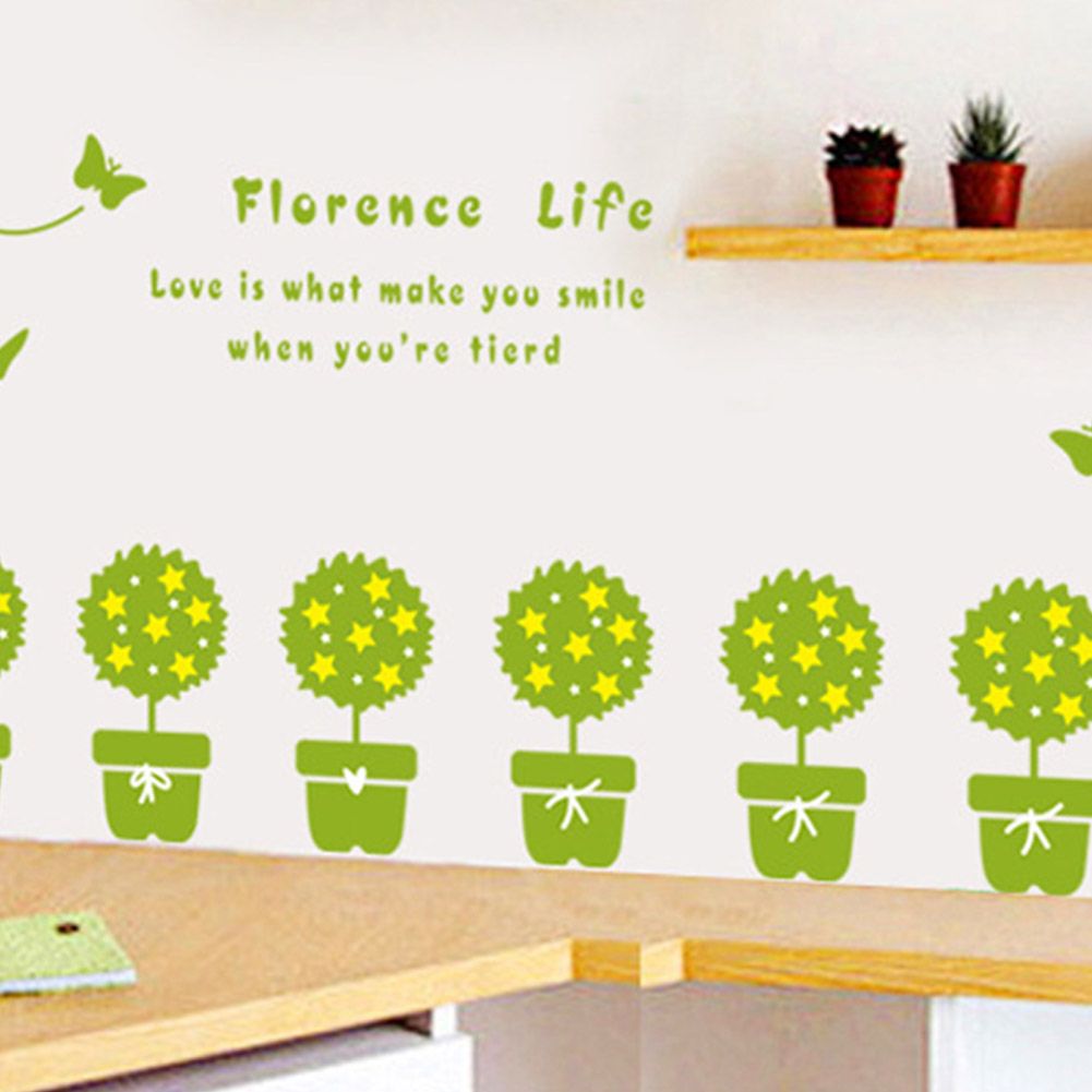 Potted Plant Self adhesive Removable Decorative Wall Sticker for Home Office Decor view 7