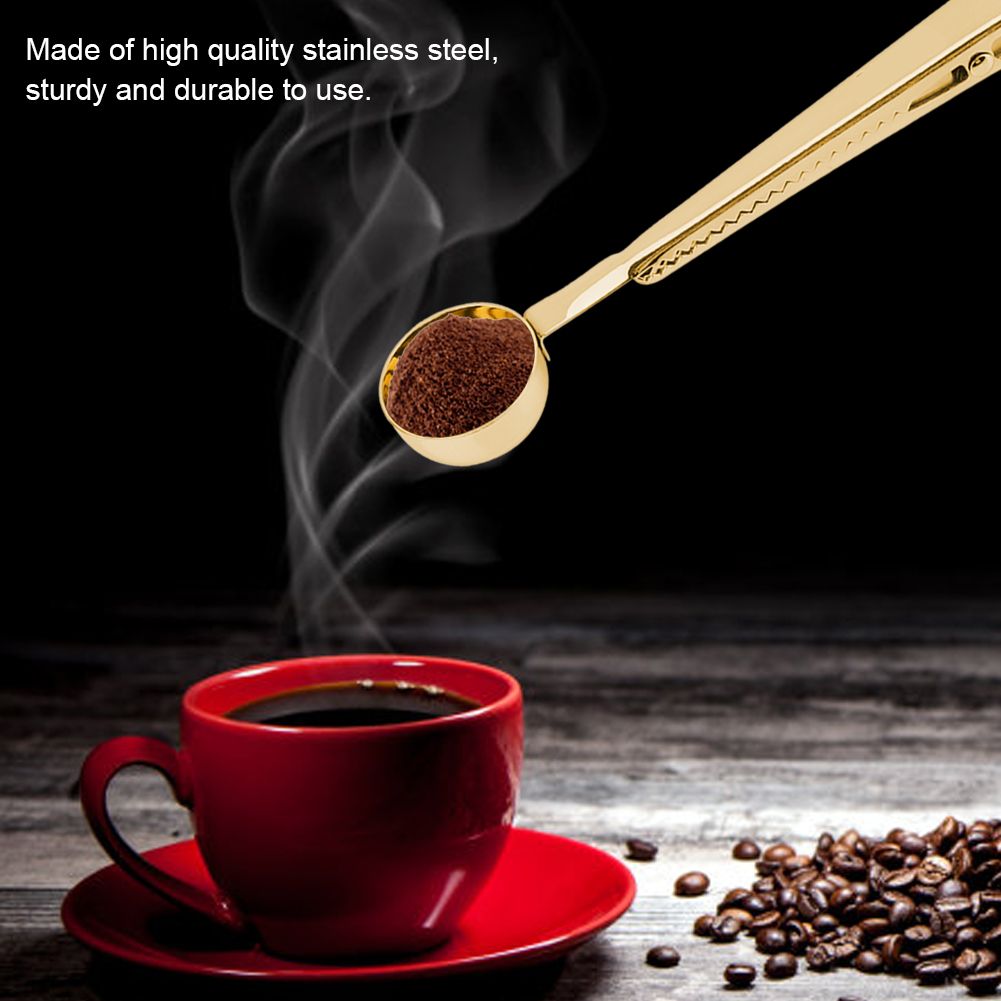 2 in 1 Multifunctional Coffee Spoon Stainless Steel Scoop with Sealing Clamp Clip view 7