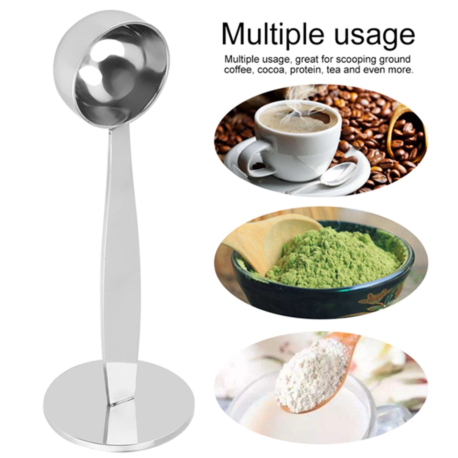 Dual purpose Stainless Steel Tamping Measuring Coffee Bean Powder Spoon Scoop view 14