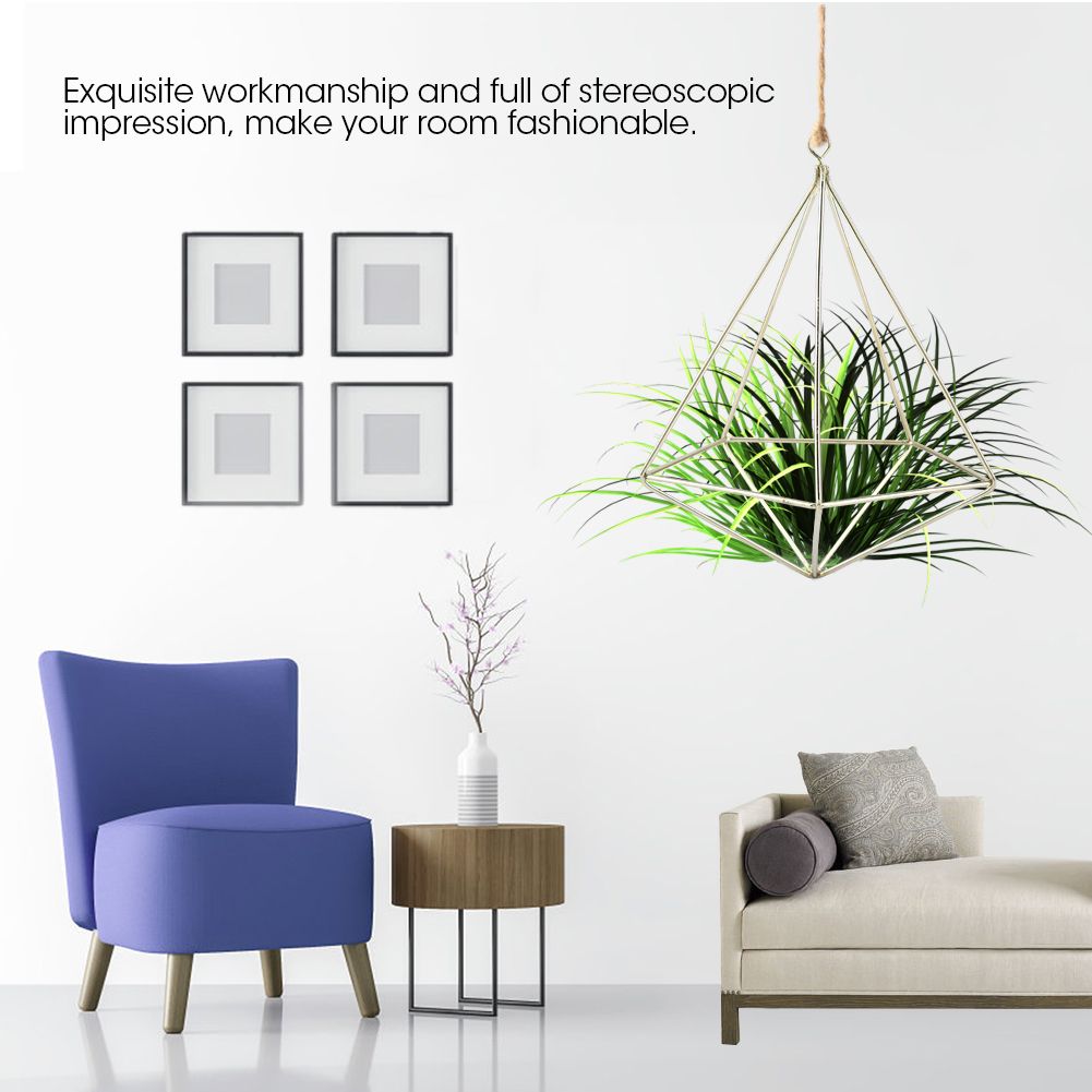 Freestanding Hanging Geometric Plant Stand Flower Hanger Moss Fern Plant Decor view 2