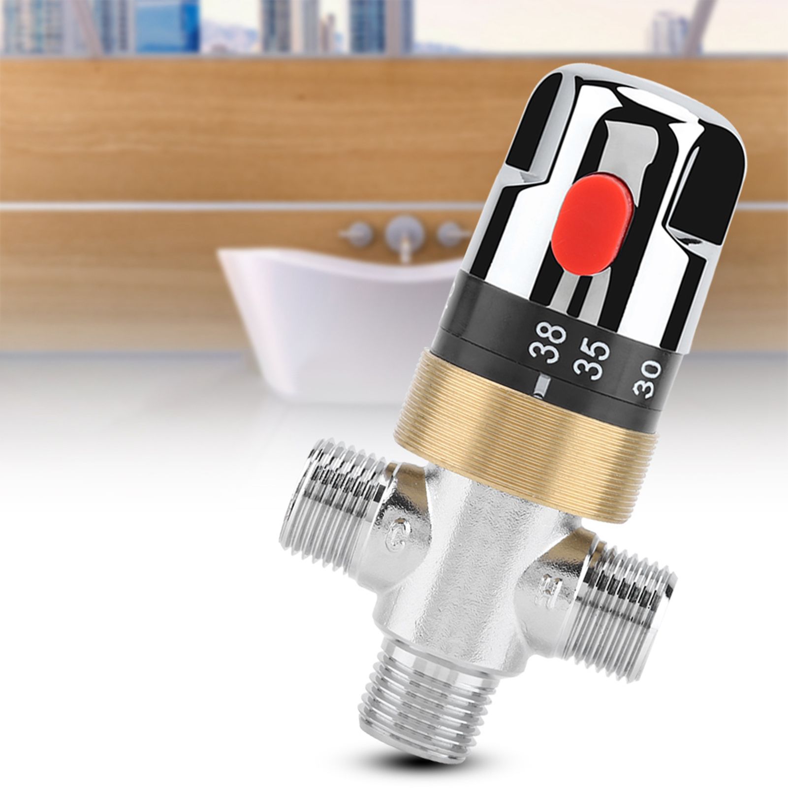 G1/2in Bathtub Thermostatic Mixing Valve Water Temperature Pipe Basin view 12