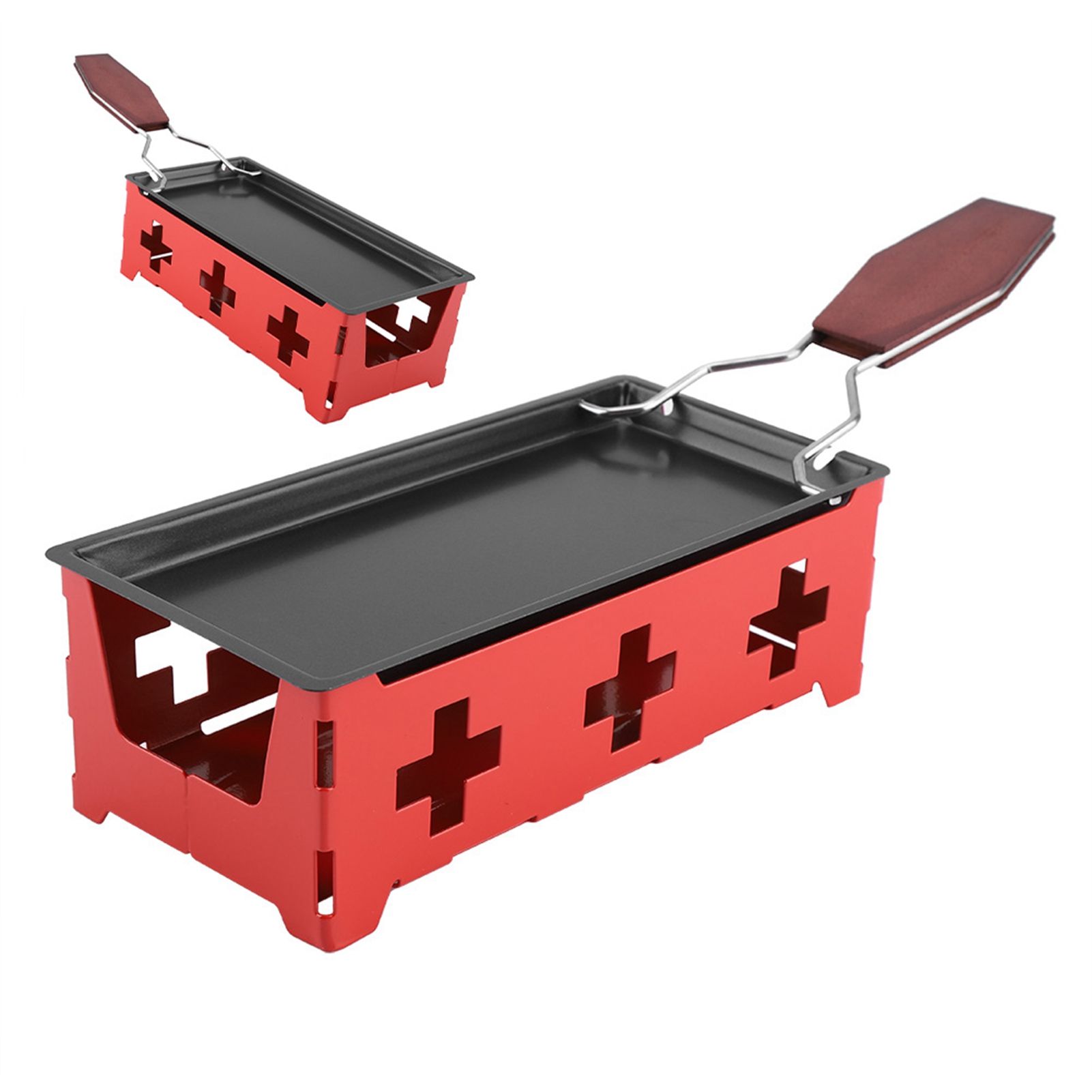 Portable NOn Stick Cheese Raclette Rotaster Baking Tray Stove Set Home Kitchen view 10