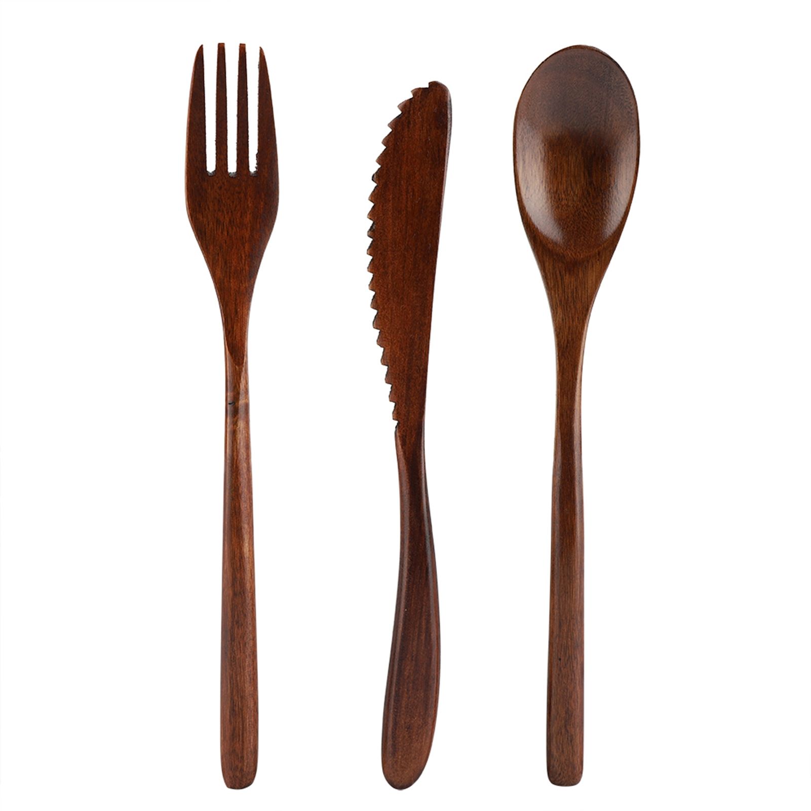 Japanese Style Reusable Bamboo Dinnerware Set Tableware Kit (Knife Fork Spoon view 2