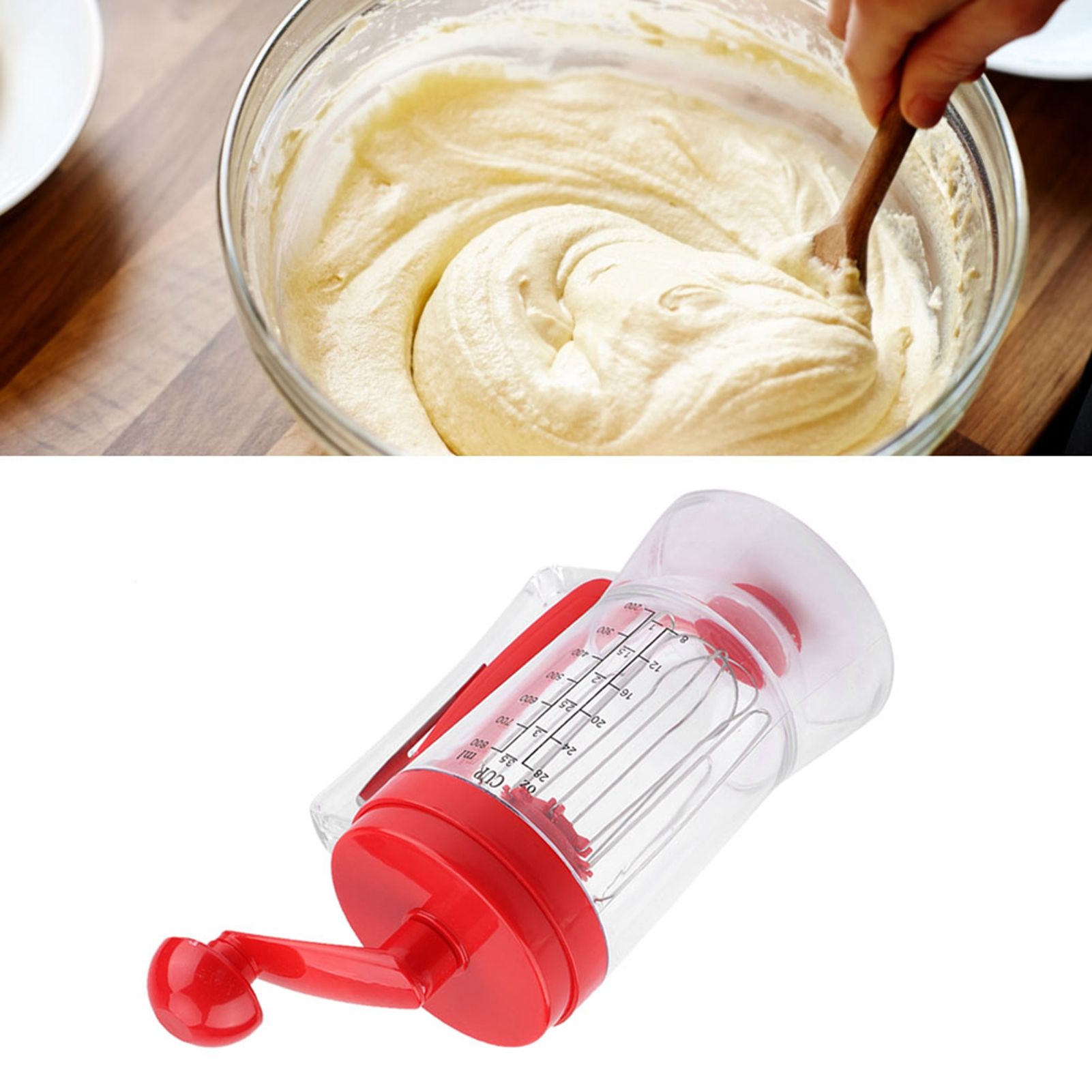 Hand held Manual Pancake Cupcake Batter Mixer Dispenser Blender Machine Baking view 11