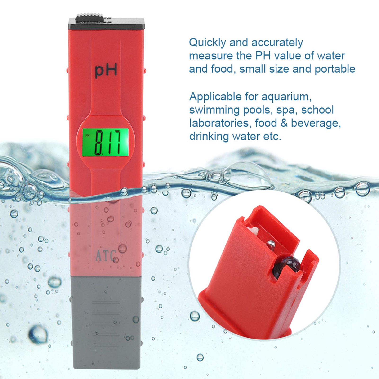 Portable LCD Digital Food Beverage PH Tester Aquarium Pool Water Quality view 6