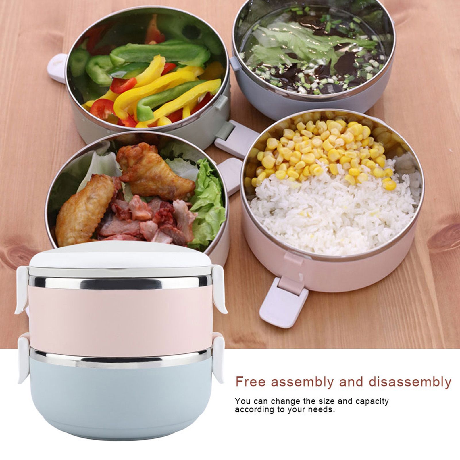 Portable Stainless Steel Lunch Box Container Bento Box Food Container (2 view 8