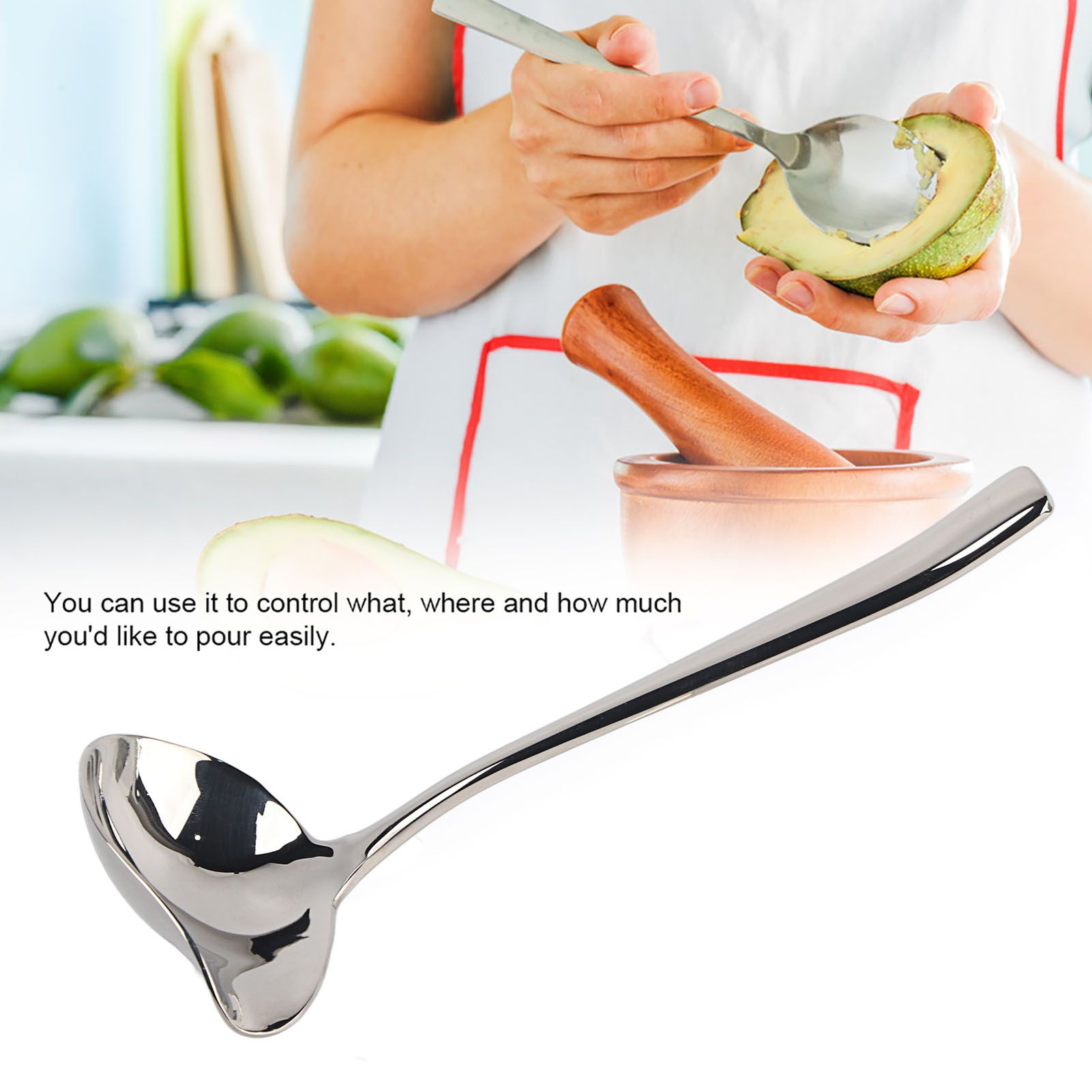 Stainless Steel Sauce Drizzle Spoon with Spout Sugar Spoon Cooking Utensil Tool view 11