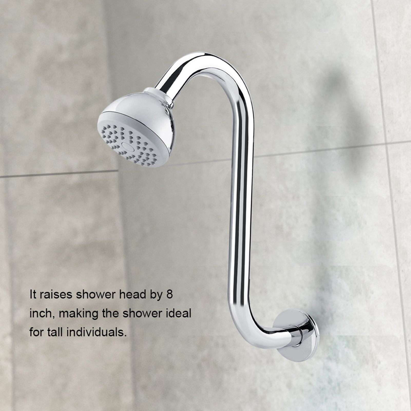 Bathroom Accessory 8inch 201 Stainless Steel High Rise S-Curved Shower view 5
