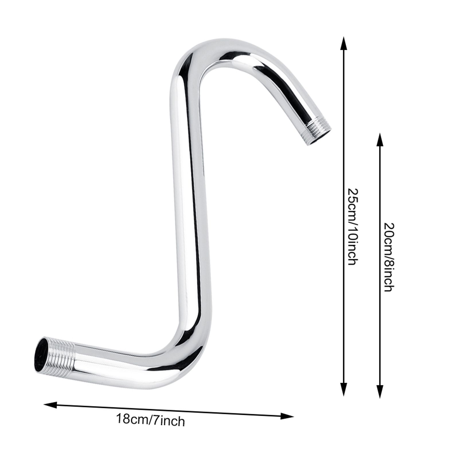 Bathroom Accessory 8inch 201 Stainless Steel High Rise S-Curved Shower view 13