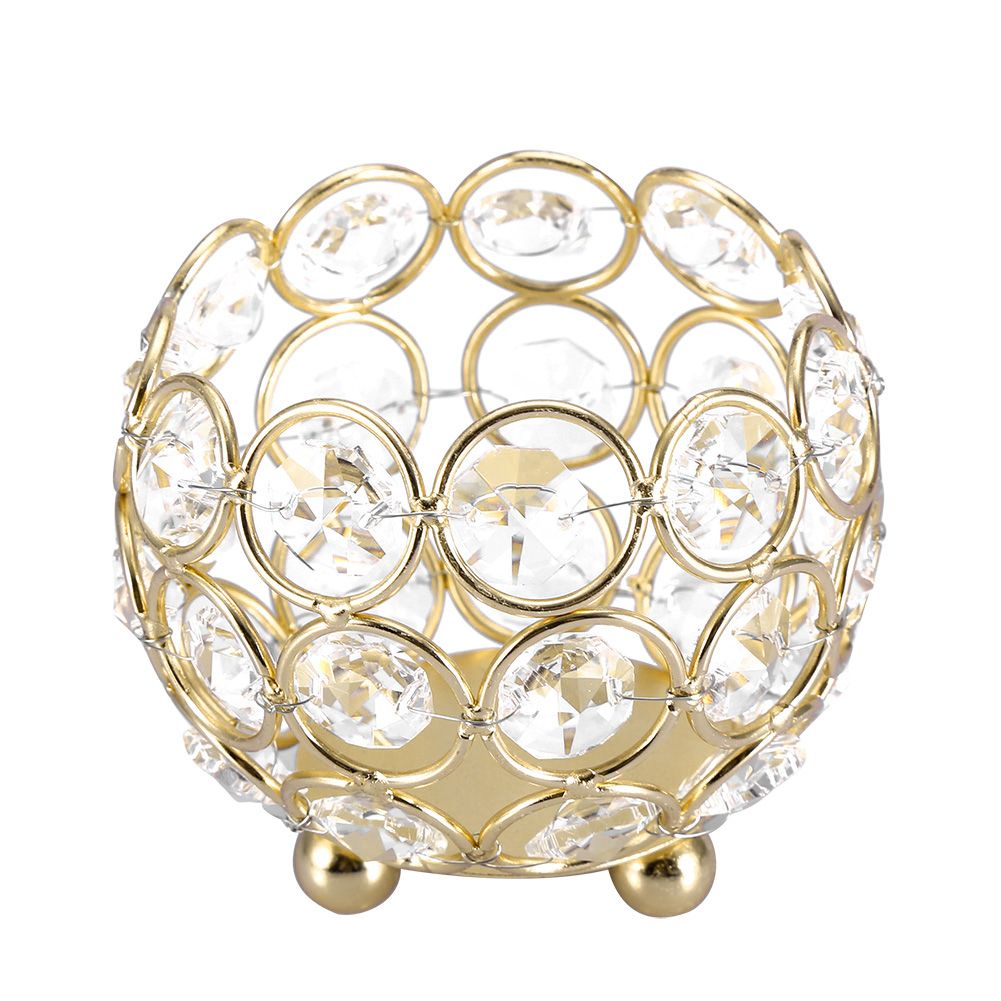 Crystal Tea Light Candle Holders Wedding Decor Table Centerpieces (Gold — image 1