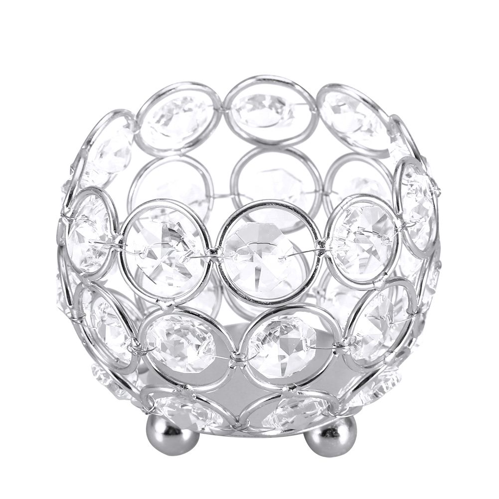 Crystal Tea Light Candle Holders Wedding Decor Table Centerpieces (Silver — image 1