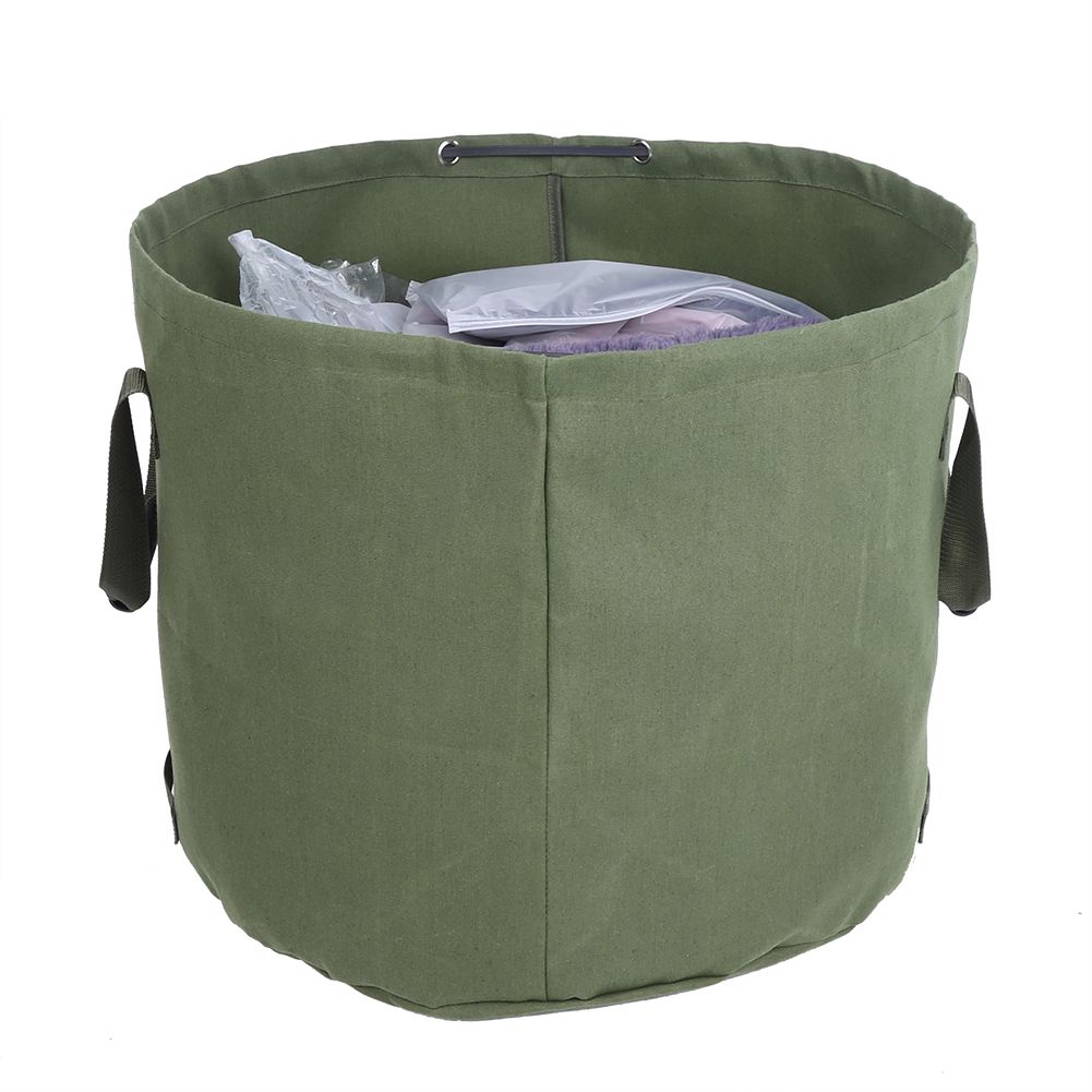 Portable Waterproof Reusable Canvas Garden Lawn Leaf Trash Waste Bag Container