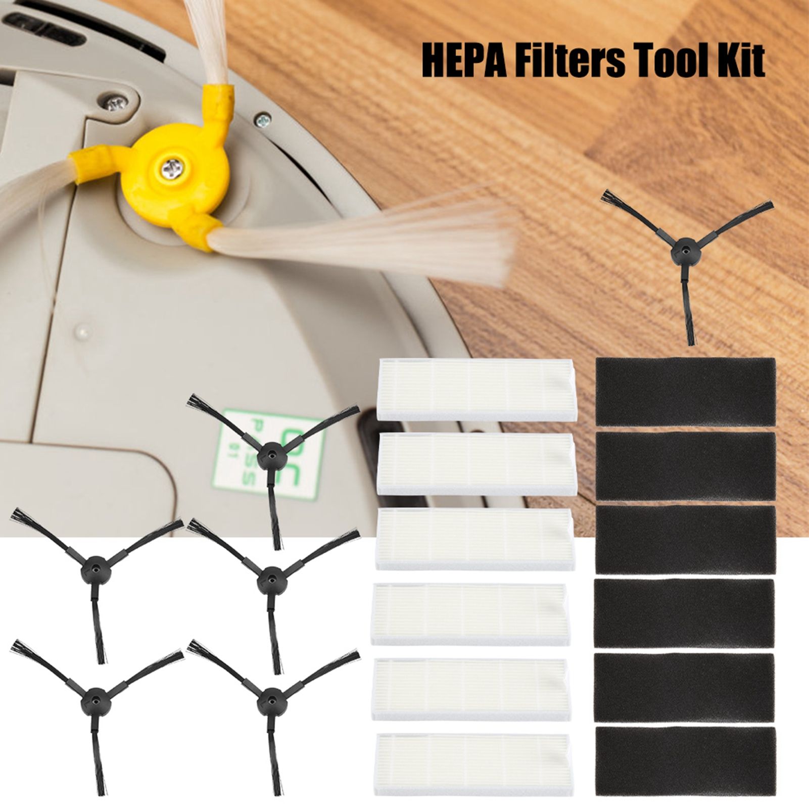 Vacuum Spare Part Side Brush HEPA Filters Tool Kit for ILIFE A6 A4 A4s Robot view 2