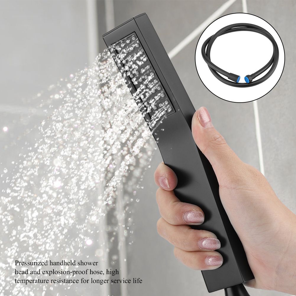 Matte Black Brass Square Handheld Shower Head Bathroom Sprayer Handshower with view 2
