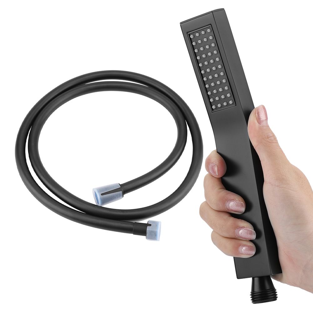 Matte Black Brass Square Handheld Shower Head Bathroom Sprayer Handshower with view 8