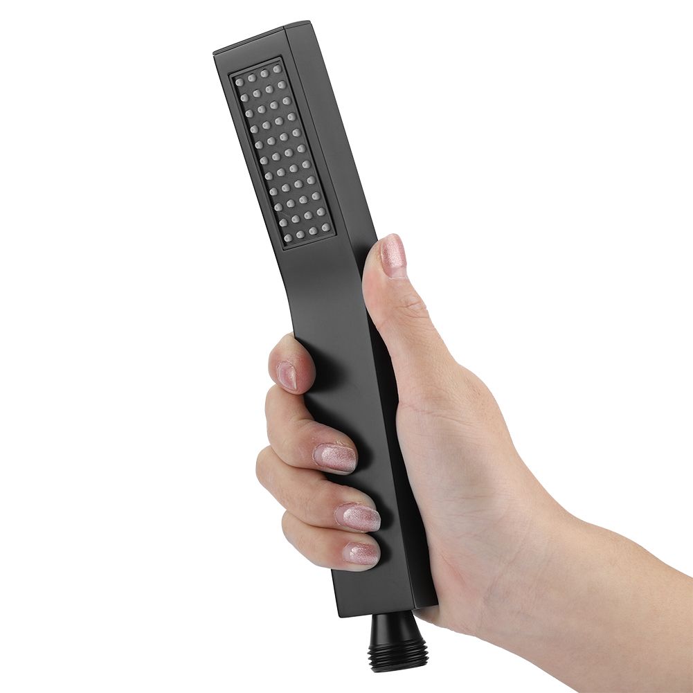 Matte Black Brass Square Handheld Shower Head Bathroom Sprayer Handshower with view 14