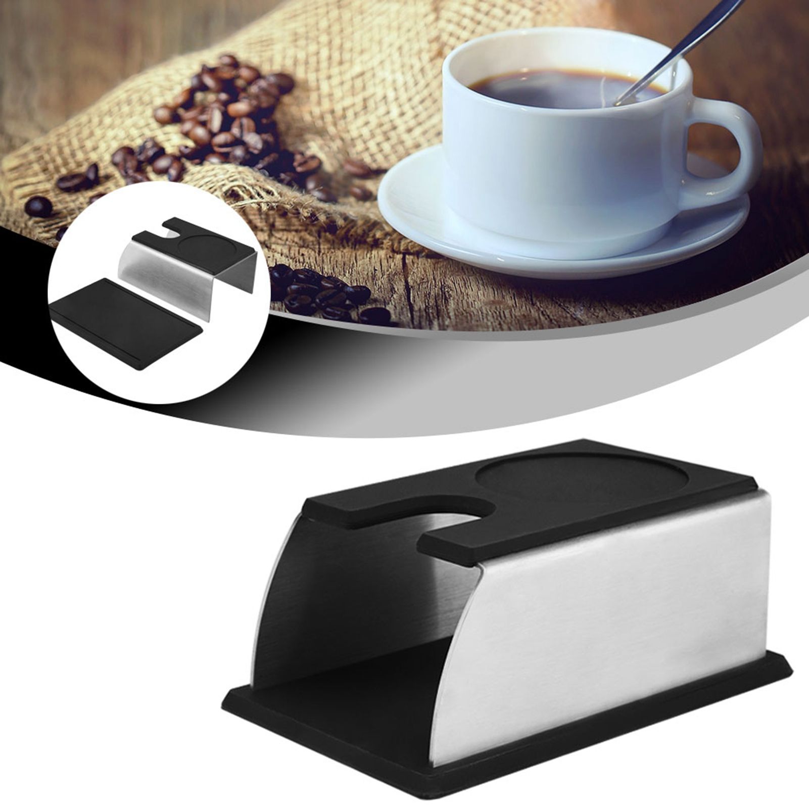 Black Stainless Steel Anti rust Durable Coffee Tamper Base Stand Rack view 12