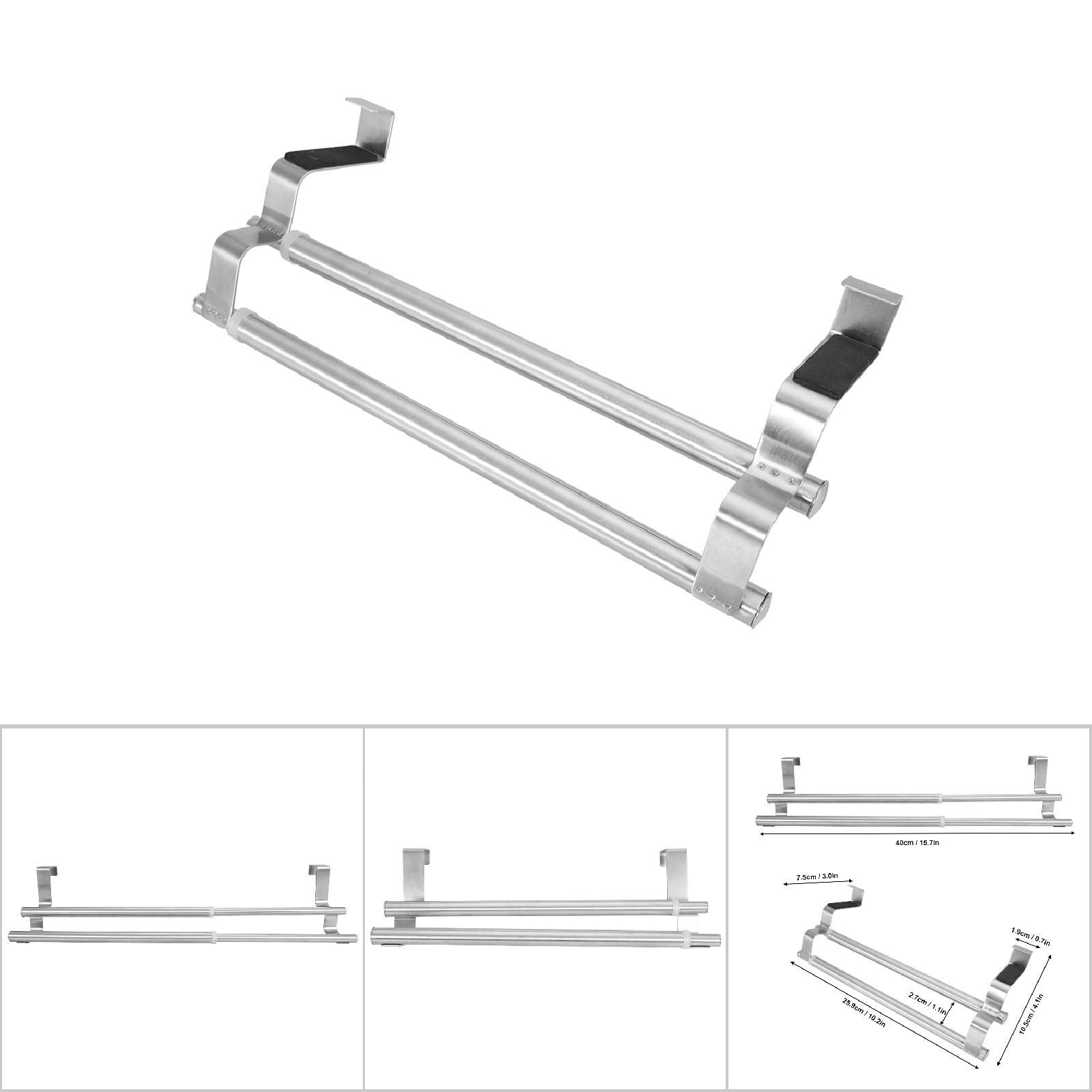 Stainless Steel Retractable Bath Towel Rack Double/Single Bar Bedroom Towel view 7
